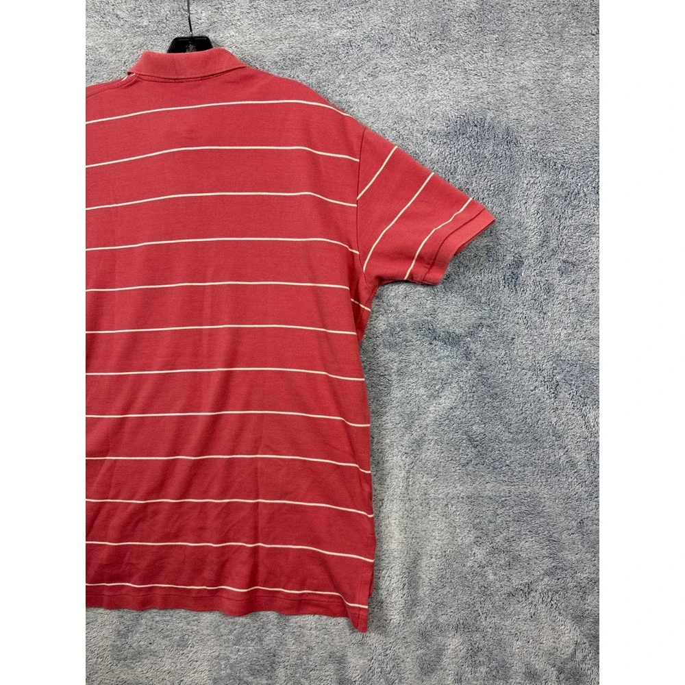 Polo Ralph Lauren Mens L Pink Striped Short Sleeve Polo Shirt Cotton Pony Logo